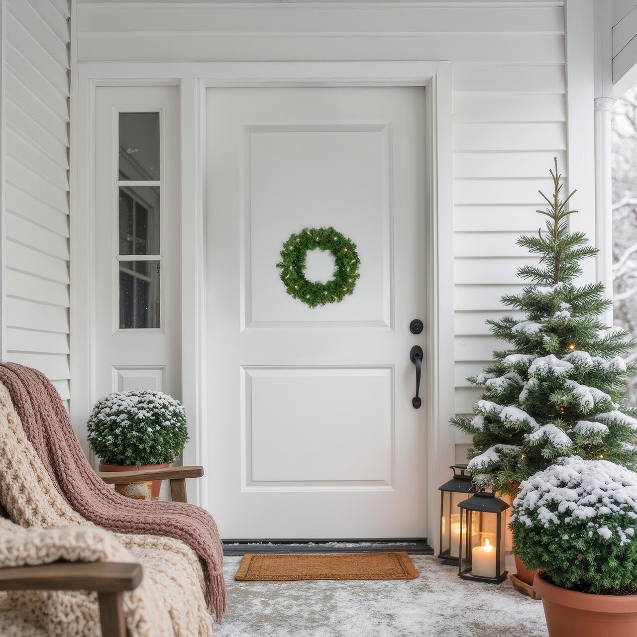 Northlight Pre-Lit Deluxe Windsor Artificial Pine Christmas Wreath - 16" - Clear Lights